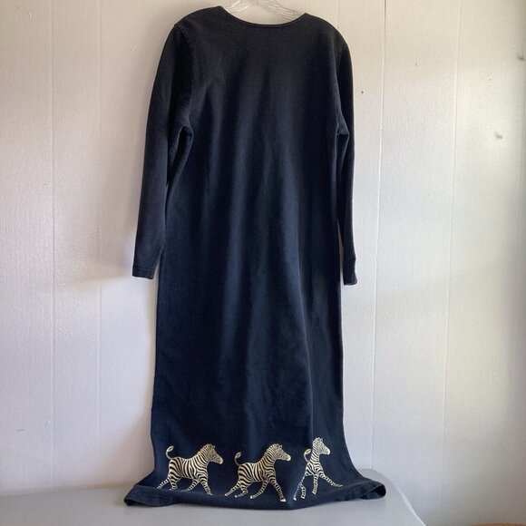 VTG 80s CITE Zebra Graphic Short Sleeve Maxi Dress in Black White Fits Sz M - Picture 2 of 10